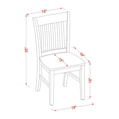 East West Furniture NFC-OAK-W Norfolk Dining Chairs - Slat Back Wooden Seat Chairs, Set of 2, Oak