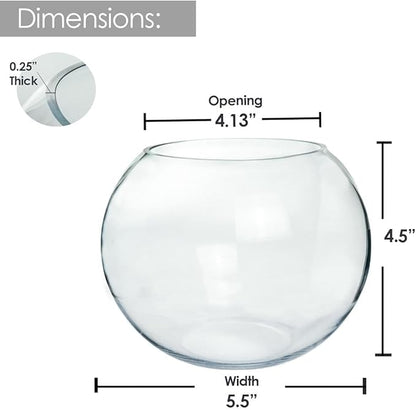 Glass Bubble Bowl, 4.5" Height x 6" Width Glass Fish Bowl Vase, Bubble Bowl vase for Terrarium, Flower vase Centerpiece