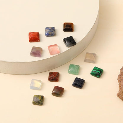 20 Pcs Square Gemstone Cabochons Mixed Nautral Crystal Agate Sotne Flatback Cabochon for Jewelry Making Pendant Decoration Women DIY Gift