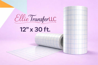 Vinyl Transfer Paper Tape Roll 12" x 30 FT Clear w/Blue Alignment Grid, Application Tape Perfect for Cricut Cameo Silhouette Self Adhesive Oracal for Signs Crafts Stickers Decals