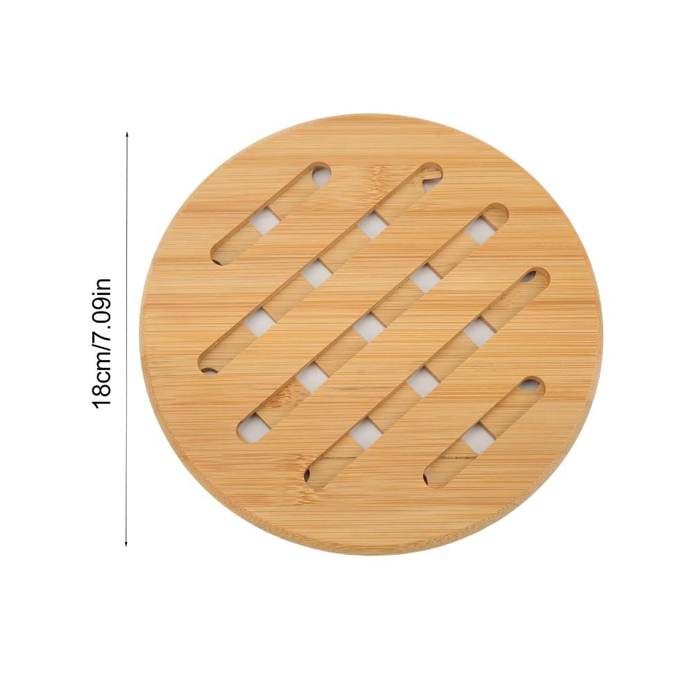 Anu Limen 5 Pcs Wooden Trivet Set - Heat Proof Hot Pads for Pots and Bowls, Non-Slip Insulation Mats for Kitchen Table Protection(Round)