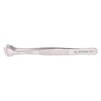 Excelta Wafer Tweezers for 4" Wafers, 5" Fingered Paddle with Guide Pin, Anti-Magnetic Stainless Steel, Features Serrated Handles for Better Control, Intermediate