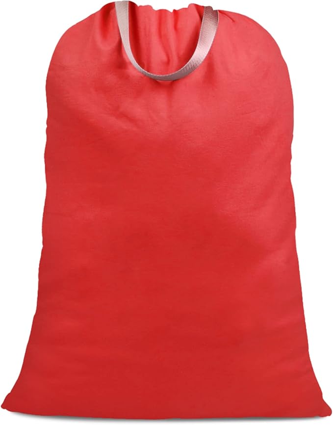 Cotton Canvas Laundry Bag with Handles & Drawstring Straps, Heavy Duty Extra