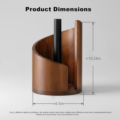 Wooden Paper Towel Holder Countertop-Easy One-Hand Tear, Made of Natural Wood and Metal Luster Rack, Suitable for Kitchen and Bathroom use of Each Table. (Brown)