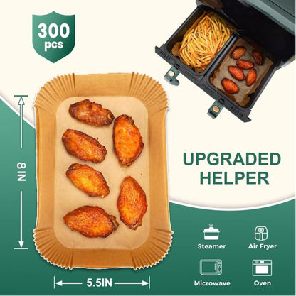 Air Fryer Paper Liners, 200pcs Air Fryer Liners Disposable, 8" Square Baking Liner for 5-8 qt Airfryer Basket, Non-stick and Oil Proof Parchment Paper for Oven, Pans & Baking