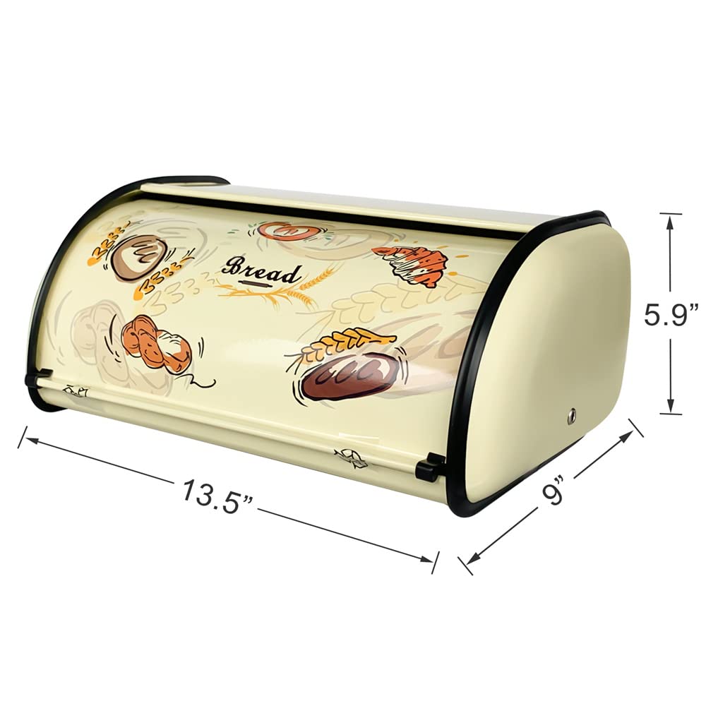 SOTECH Bread Box Metal Bread Storage Container Roll Top Bread Bin for Kitchen Countertop Farmhouse Bread Boxes Bread Keeper Holder Vintage airtight Counter