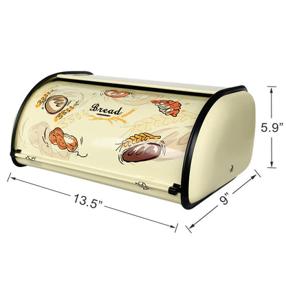 SOTECH Bread Box Metal Bread Storage Container Roll Top Bread Bin for Kitchen Countertop Farmhouse Bread Boxes Bread Keeper Holder Vintage airtight Counter