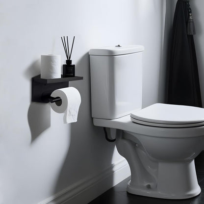 Gothvanity Gothic Coffin Toilet Paper Holder with Shelf - Matte Black Spooky Dark Aesthetic Bathroom Decor, Wooden Space-Saving Paper Roll Storage