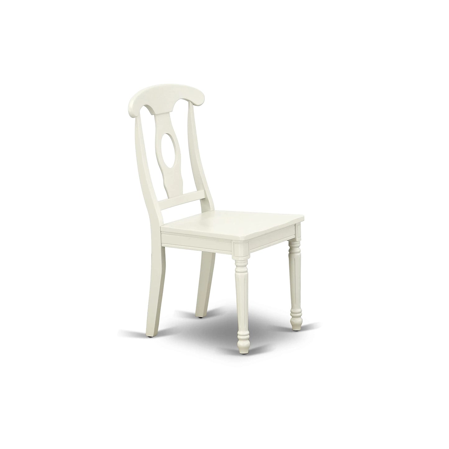 East West Furniture KEC-LWH-W Kenley Dinette Chairs - Napoleon Back Solid Wood Seat Kitchen Chairs, Set of 2, Linen White