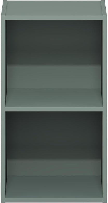 Furinno PASIR Book Shelf, 2-Tier Modern Bookshelf, Open Shelves Bookcase 9 x 12 x 21, Easy Assembly, for Living Room, Bedroom, Home Office, Sage Green