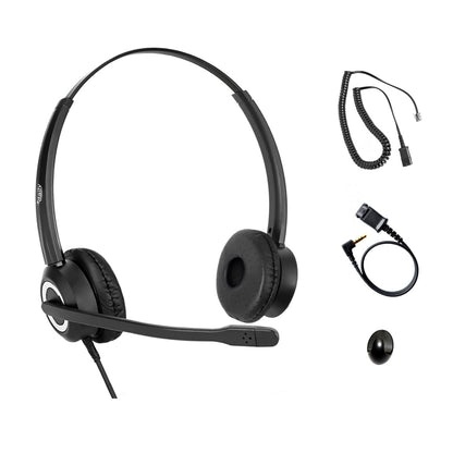 Polycom Phone Headset Noise Cancelling Mic RJ9 U10P Bottom Cable Compatible with Polycom VVX, Shoretel, Nortel Phones