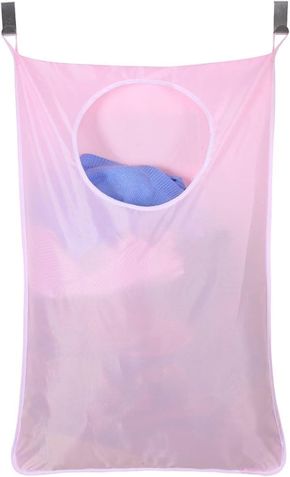 Oxford Fabric Space Saving Door-Hanging Laundry Hamper Bag + 2 Stainless Steel