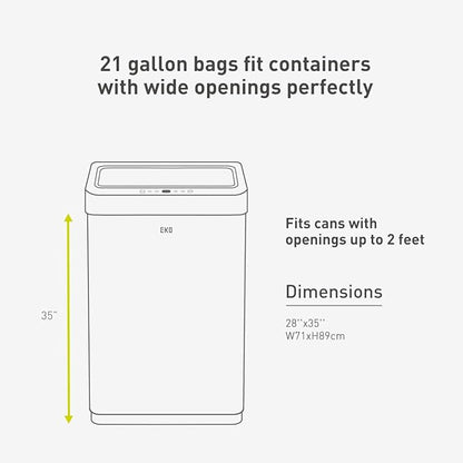 EKO 21 Gallon / 50-90 Liter, Extra-Strong Unscented Garbage Bags, Easy-Dispense