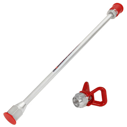 15-inch Airless Spray Gun Extension & 246215 7/8" Thread RAC X Hand-Tight tip Guard, for Graco Magnum x7 and Most Spray Guns with 7/8 in. Thread, Paints Sprayers Extensions Pole with Red Guard