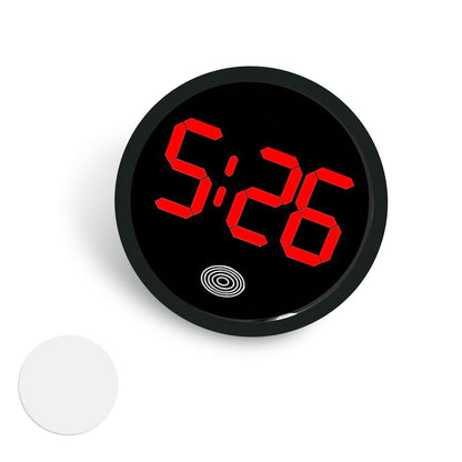 Zehiony Car Digital Clock, Touch Night Light LED Display Screen Clock, Round Shock-Resistant Alloy Dashboard Watch with 12H System, Self-Adhesive Mini Watch for Car & Home & Office (Red)