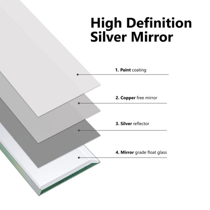3" X 10" Glass Mirror Subway Backsplash Kitchen Bathroom Beveled Edge Brick Tile (Silver, 10 Tiles 2sq.ft)