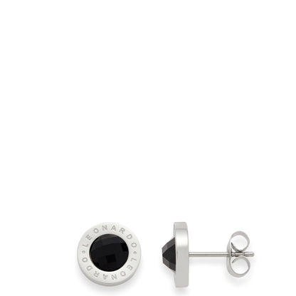 Leonardo Women's Stud Earrings with Glass Stone, Small Stainless Steel with Engraving
