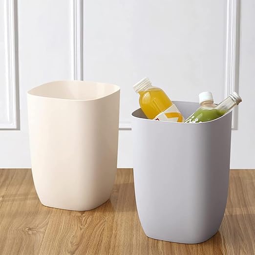 Bathroom Trash Can, Small Garbage Can for Bedroom, Living Room, Kitchen, Slim Cute Plastic Waste Basket for Office, 7L, Ivory White