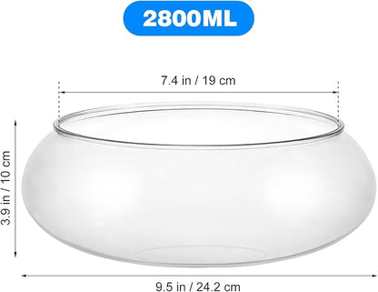 Kisangel Plastic Fish Bowl, 2800ml Round Fish Tank, Clear Aquarium Betta Tank for Desktop Office Home Decor, Goldfish Aquatic Plant