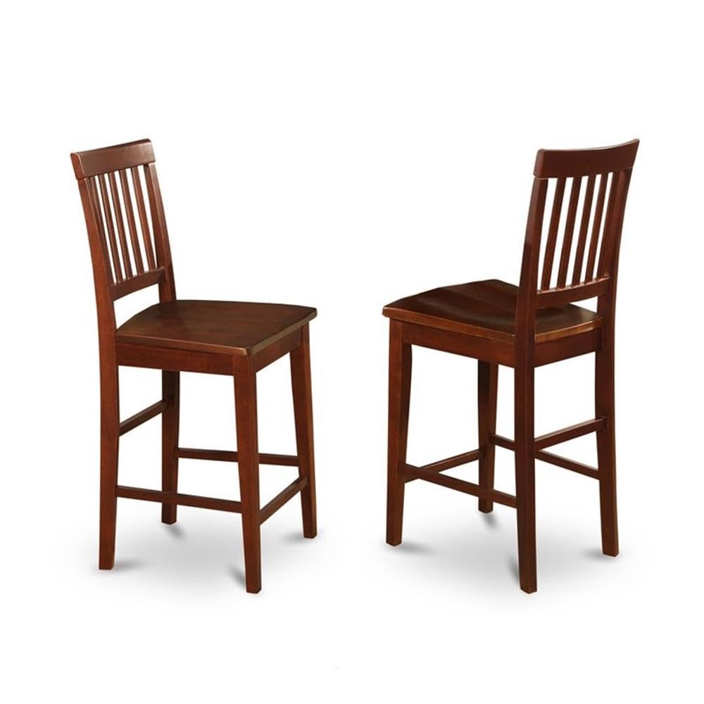 East West Furniture JAVN3-MAH-W 3 Piece Kitchen Counter Set for Small Spaces Contains a Round Dining Room Table with Pedestal and 2 Dining Chairs, 36x36 Inch, Mahogany