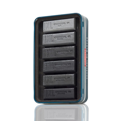 Derwent Charcoal XL Blocks 6 Tin, Set of 6, 60mm Extra-Large Block, Naturally Water-soluble, Ideal for Sketching, Drawing and Expressive Mark Making, Professional Quality (2306196)