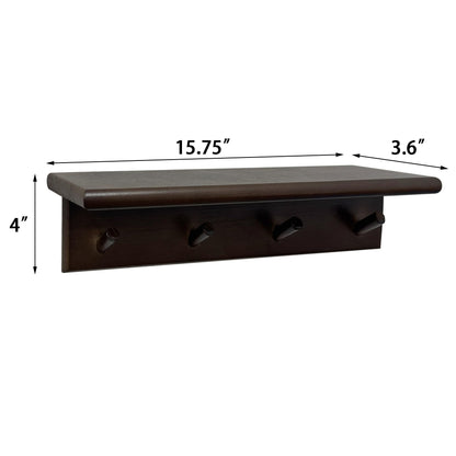 Musanpou Wall Mounted Coat Rack with Shelf, Walnut Color，hat Rack for wall