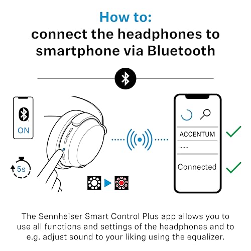 Sennheiser ACCENTUM Wireless Bluetooth Headphones Noise Cancelling - Up to 50HR Playtime, Hybrid Noise Cancelling (ANC), All-Day Comfort, Bluetooth Over Ear Headphones for School, Traveling, Black