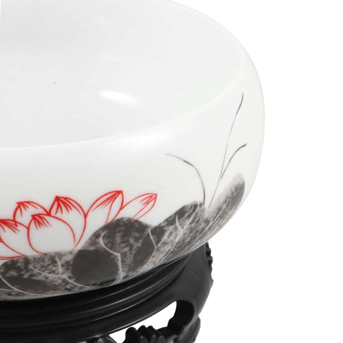 HANABASS Ceramic Lotus Bowl, Water Lily Bowl, Hydroponic Flower Planter Pot Round Ceramic Indoor Pot with Plastic Holder for Plants Modern Decorative Container for Home Office and Garden