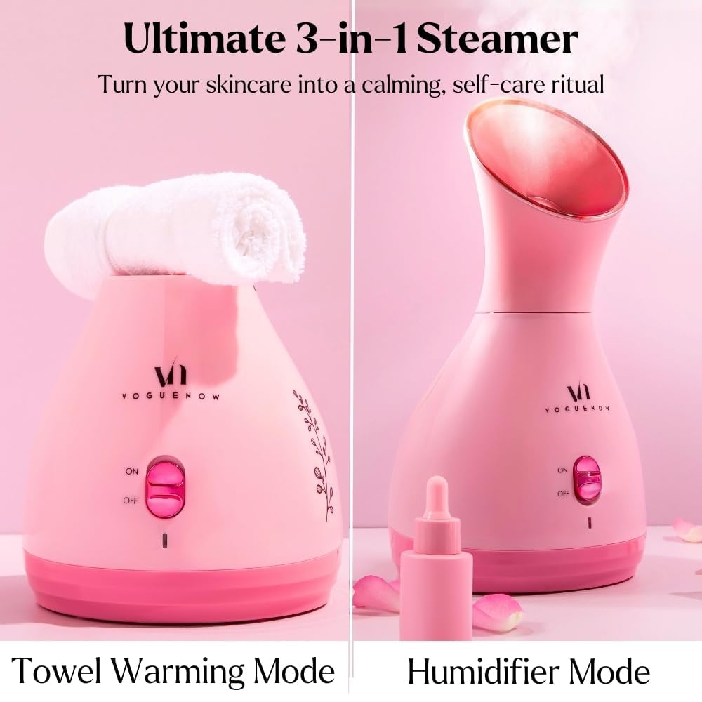 Facial Steamer Spa Kit with Complimentary 6 Skin Care Tools | Face Steamer for Facial Deep Cleaning with Towel Warmer & Humidifier Mode| Self Care Gifts for Women, Spa Gifts, Birthday Gifts for Women