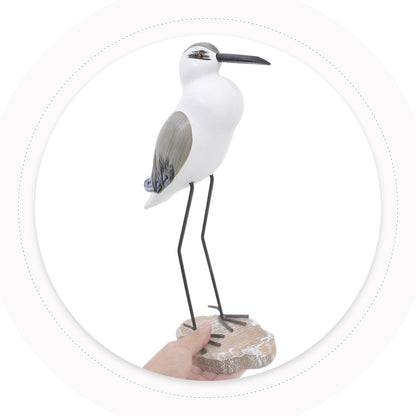 Seagull Ornaments Set 2 Wooden Coastal Bird Figurines for Home Nautical Tabletop Decorations Beach House Accents 14In X 8In