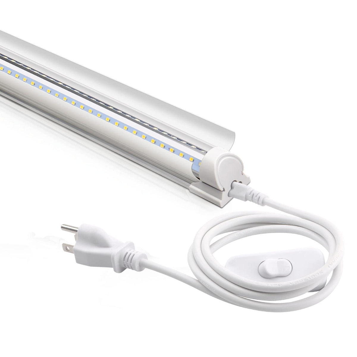 Barrina LED Shop Light 4FT 40W 5000LM 6500K V Shape T8 Integrated Fixture, Aluminum, Clear Cover