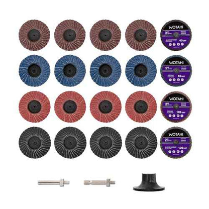 2 Inch Flap Disc Set, 20 PCS Angle/Die Grinder Flap Discs - 40 Grit Aluminum Oxide, 60 Grit Zirconia, 100 Grit Ceramic, 120 Grit Silicon Carbide with 1/4 Inch Shank Double Rod Replacement