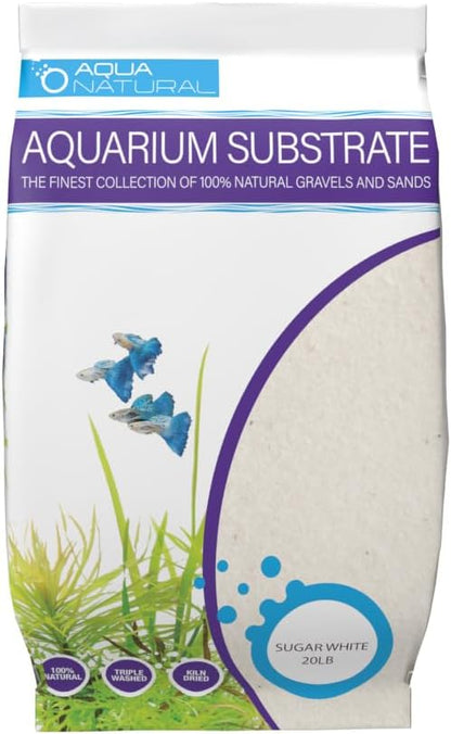 Aqua Natural Sugar White Sand 20lb Substrate for aquascaping, Aquariums, vivariums and terrariums