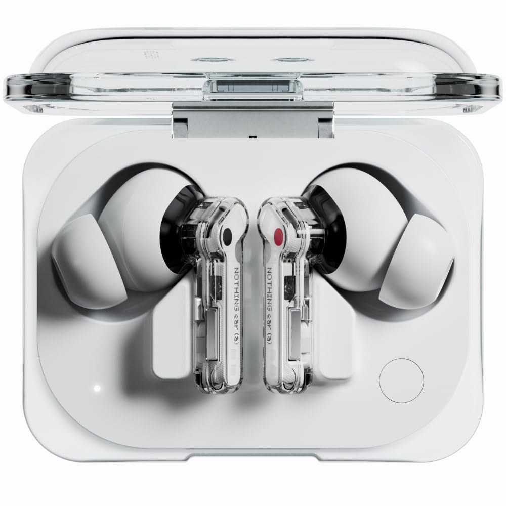 Nothing Ear (a) Wireless Earbuds, 45dB Hybrid Noise Cancelling Earbuds, Hi-Res Audio, Advanced Equaliser, Dual Connect, 6 Mics, 42.5H Playtime Ear Buds Wireless Bluetooth, White