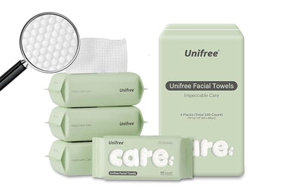 Unifree Facial Towel l Disposable Dry Wipes l 4 -pack Value Pack, Comfort