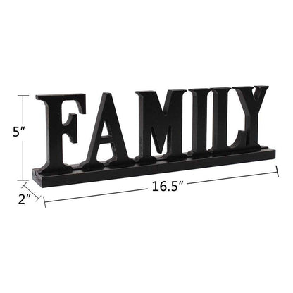 E-view Wooden Family Sign for Home Decor - Decorative Letters Tabletop Word Plaque Home Décor Accents