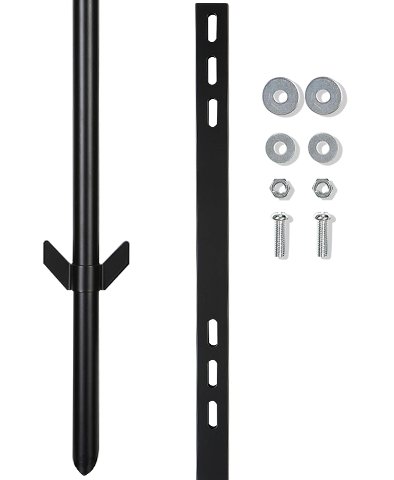 2 Pack Yard Sign Stake, 4' Aluminum Posts, Holder with Baked Enamel Coating, Lightweight & Abjustable Garden Pole with Holes for Different Size Signs, Easy Installation,Sturdy (Black)