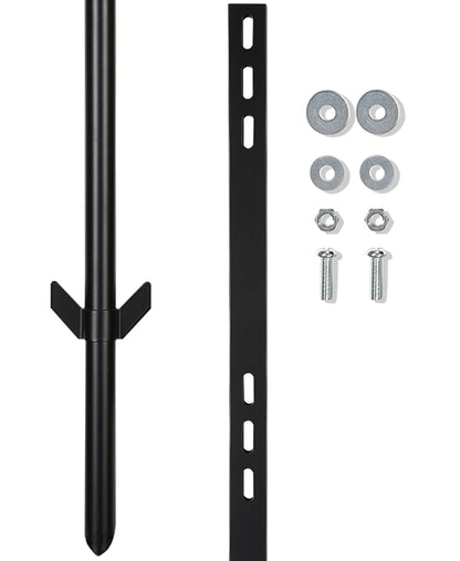 2 Pack Yard Sign Stake, 4' Aluminum Posts, Holder with Baked Enamel Coating, Lightweight & Abjustable Garden Pole with Holes for Different Size Signs, Easy Installation,Sturdy (Black)