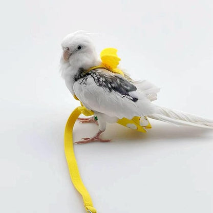 Adjustable Bird Diaper Harness Flight Suit Clothes with 80 Inch Flying Leash Rope for Parrots Conure Cockatiel (Yellow,XL)