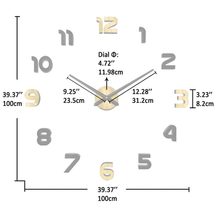 VANGOLD Wall Clock Large Wall Clock for Living Room Decor, Decorative Wall Clocks Battery Operated (Black Gold Wall Decor)