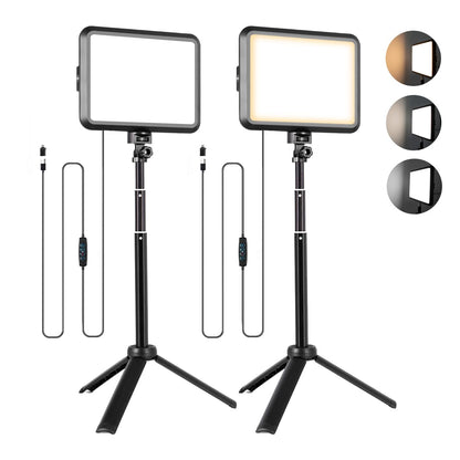 NiceVeedi LED Photography Lighting Kit, 2-Pack 8” Portable Video Light with 29" Adjustable Tripod Stand, 2800K-6500K Dimmable Softlight Studio Light for Zoom, Game Streaming, YouTube