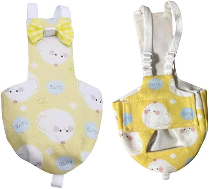 Bird Diaper Protective Parrot Nappy - 4 Pack, Reusable Flight Suit with Waterproof Inner Layer, Adjustable Shoulder Straps, Washable Cute Urine Wet Suit for Parakeet Conure (M)