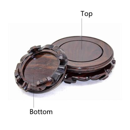 EIGXIANHAI Oriental Furniture Wooden Display Stand Base Lotus Pedestal Vase Base Table Lamp Teapot Base Black Catalpa Furniture Stable Home Decoration Size5 (4.80x1.78in)