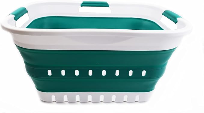 SAMMART 30L Collapsible 3 Handled Plastic Laundry Basket