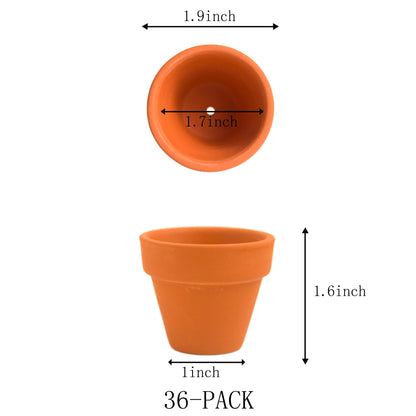 36 Pieces of Small Mini 2 inch Clay Flower pots, Cactus Succulent Nursery pots with Drainage Holes, Suitable for Indoor/Outdoor Succulent Plants, Crafts, Wedding Favor