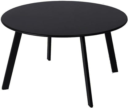Patio Coffee Table - Metal Steel Outdoor Round Table Weather Resistant Anti-Rust Table (Black)