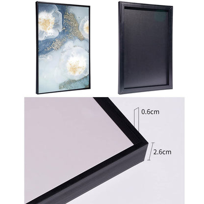 3 Framed Abstract Canvas Wall Art, Artwork in Blue, White and Grey, Simple and Elegant for Living Room Bedroom Office Decor