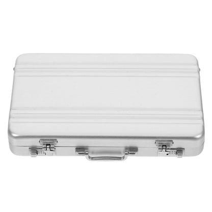 Tofficu Business Card Holder, Aluminum Alloy Name Card Case with Handle, Mini Metal Briefcase Organizer for Business Meetings And Events Storage Men（sliver）