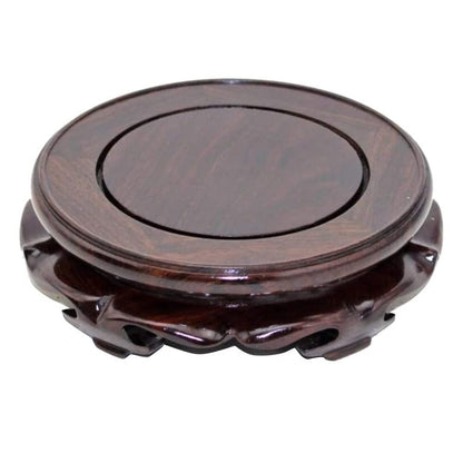 EIGXIANHAI Oriental Furniture Wooden Display Stand Base Lotus Pedestal Vase Base Table Lamp Teapot Base Black Catalpa Furniture Stable Home Decoration Size5 (4.80x1.78in)