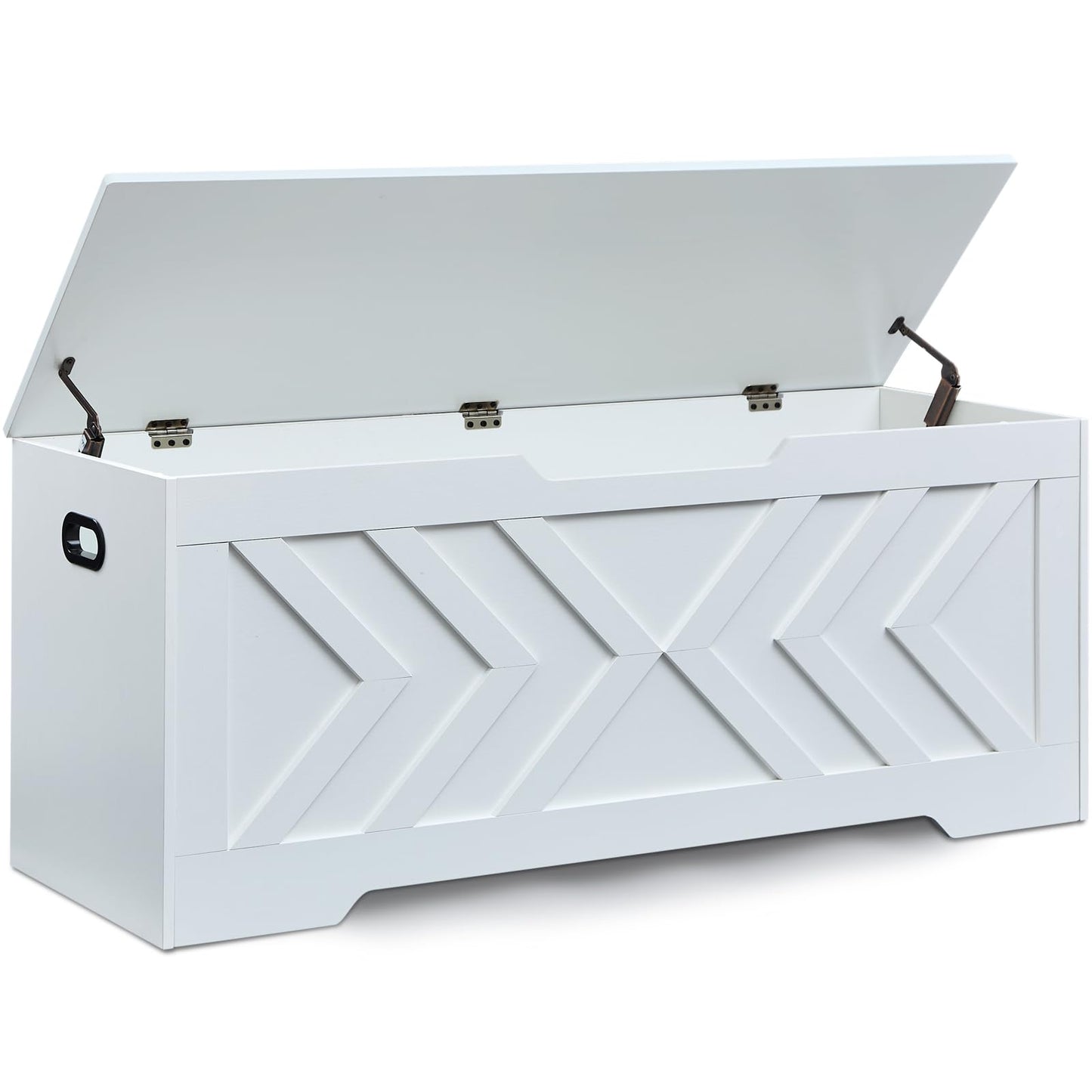 XDliv 47.2” Storage Bench,Extra Large Wooden Storage Chest with 2 Safety Hinges,entryway Bench,Blanket Storage,Shoe Storage Bench for Entryway,Bedroom,Living Room,Easy Assembly. (White, 47.2x15.7x19)